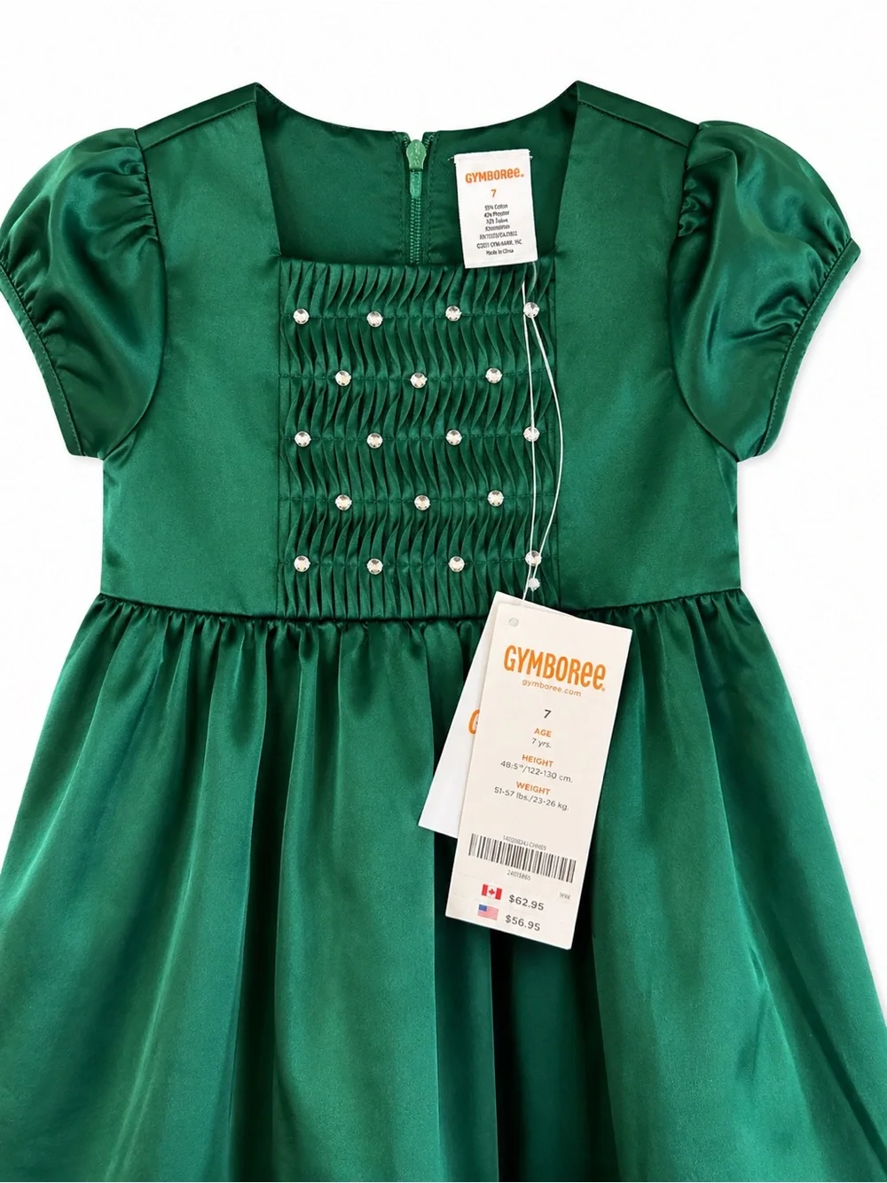Gymboree Girls Size 7 Emerald Green Satin Holiday Christmas Dress NWT